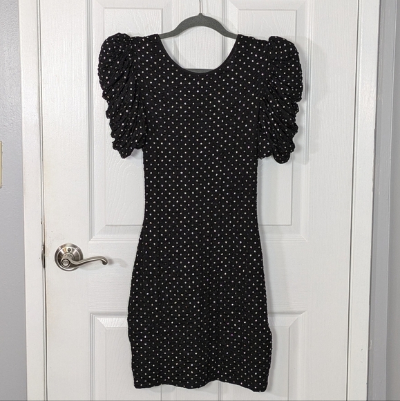 NWT Urban Outfitter Hague Rhinestone Puff Sleeve Mini Dress w/ Low Back Size S - Picture 3 of 11